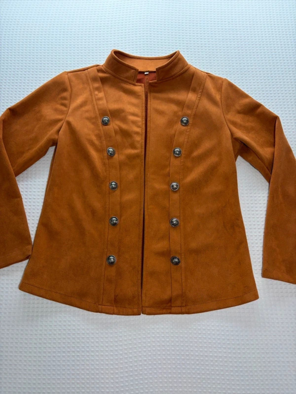 Brown orange Rust-Brown Double-Breasted Pea Coat